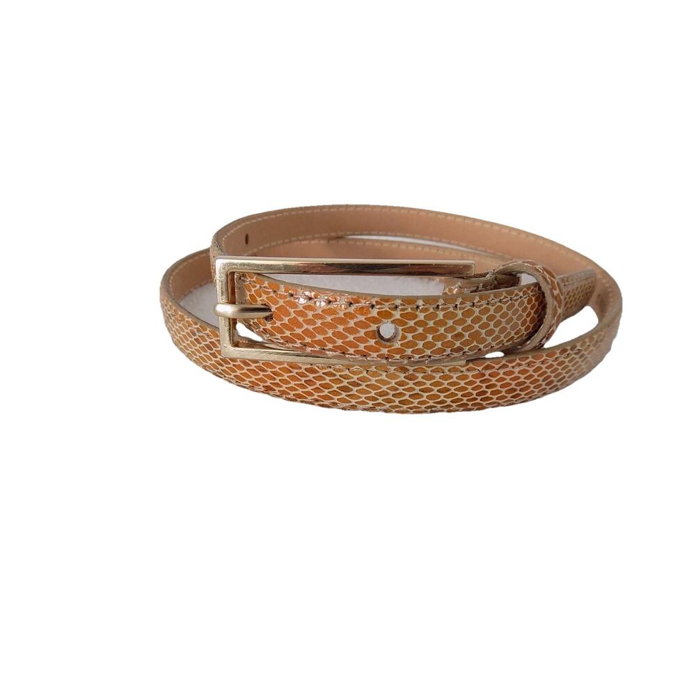 DKNY Italian calfskin leather snakeskin skinny belt size Small